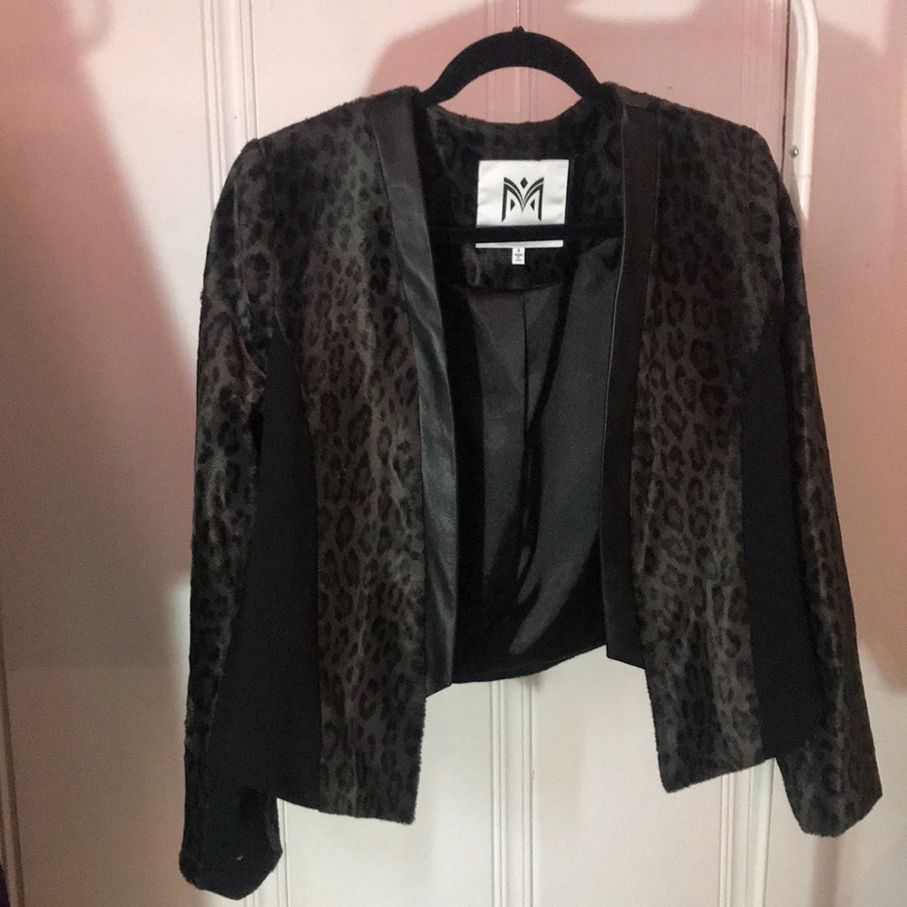 Milly Leopard & Leather Jacket